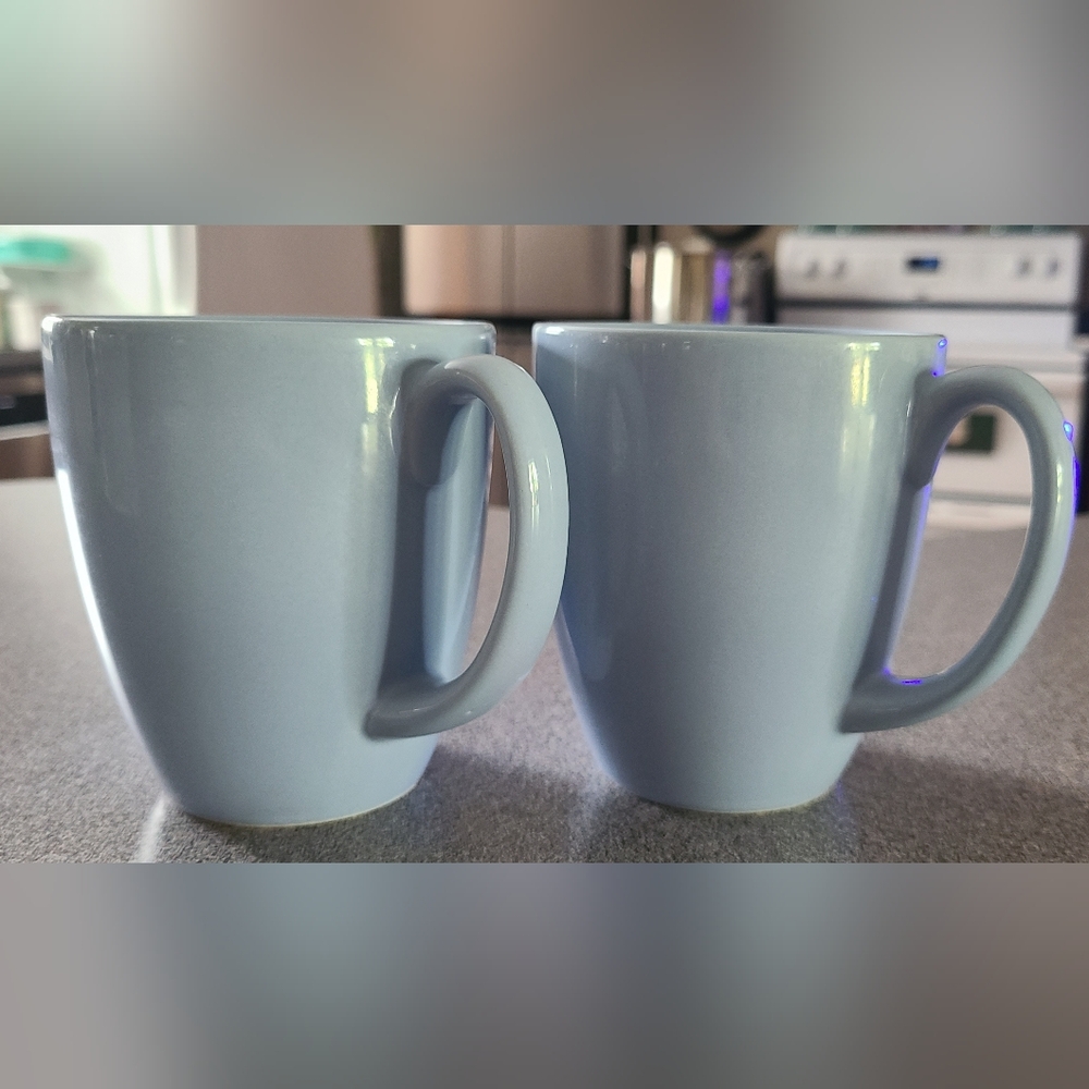 2 Light Blue Corelle Coffee Mugs Country Cottage